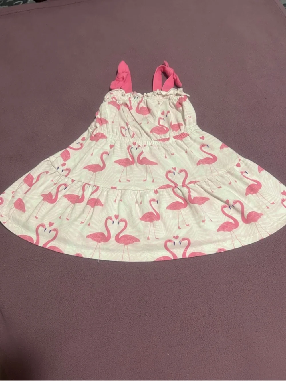 The Children's Place White Dress with Soft Pink Print - Picture 1 of 3